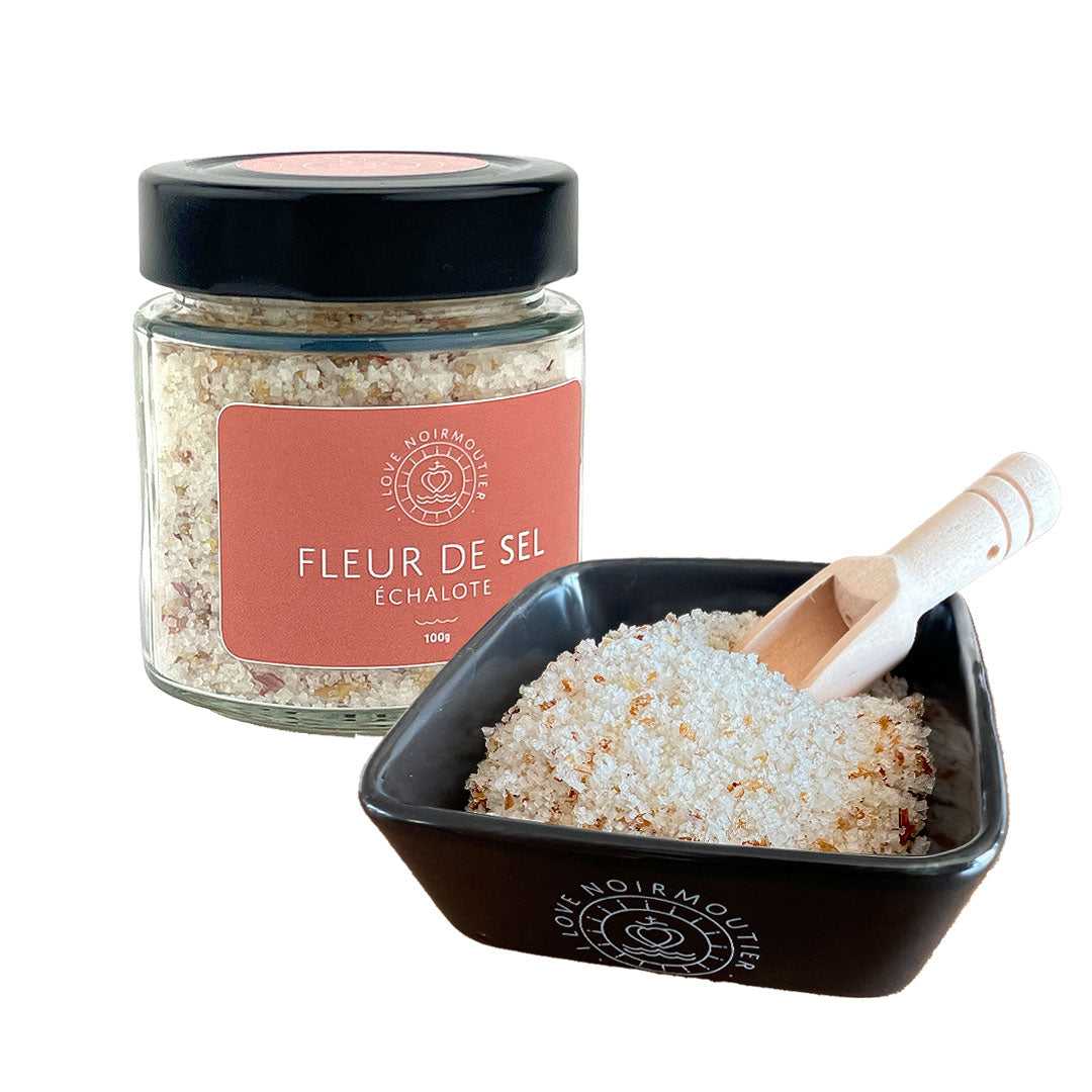Fleur de Sel Echalote mit Schale und Löffel als Geschenkset